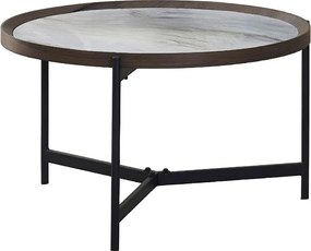 Stolik kawowy - ceramiczny - biały i niebieski - NOVAS