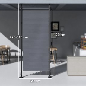 Outsunny Wolnostojąca Markiza, Długość Regulowana, Montaż bez Wiercenia, Rama z Aluminium, 1,2 x 2,2-3,1 m, Ciemnoszary
