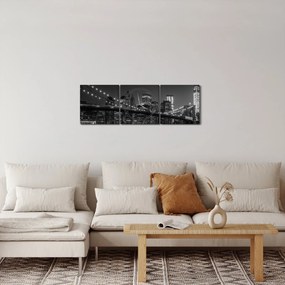 Obraz mostu Brooklyn Bridge w Nowym Jorku (z zegarem) (90x30 cm)