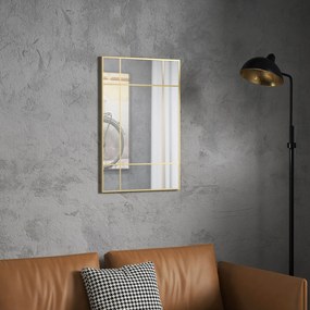 HOMCOM Lustro ścienne, dekoracyjne lustro z metalową ramą, złote pasy, wielowarstwowe szkło, 90S x 2G x 60W cm | Aosom PL