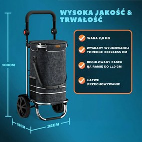 Torba na zakupy na kółkach EASY, 50l, czarna Jurhan