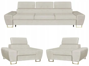 Zestaw mebli wypoczynkowych salonu Bosso Sofa 3os fotele beż Family Meble