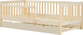 Łóżko 90 x 190 cm z wysuwaną szufladą z funkcją spania - Sosna i MDF – Beżowy i Naturalny - PROVIATI
