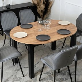 Stół Okrągły Rozkładany HARRY 102-142 cm Dąb Craft/Czarny Nowoczesny