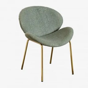 Krzesło Do Jadalni Tapicerowane Tkaniną Bouclé Fior Patina Green & Goud - Sklum