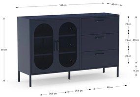 Ciemnoniebieska komoda 140x90 cm Diora – Marckeric