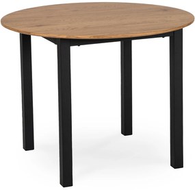 Stół Okrągły TEO 100 cm Dąb Złoty/Czarny do Jadalni Salonu Nowoczesny Loft