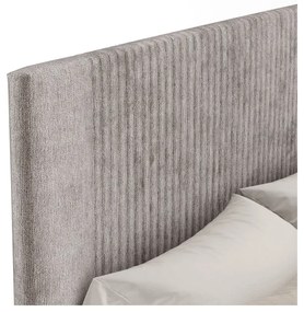 Beżowe tapicerowane łóżko dwuosobowe ze schowkiem ze stelażem 140x200 cm Etero – Maison de Rêve
