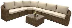 Rattanowy zestaw narożny modułowy BORNEO LUXURY dla 6 osób (brązowy)