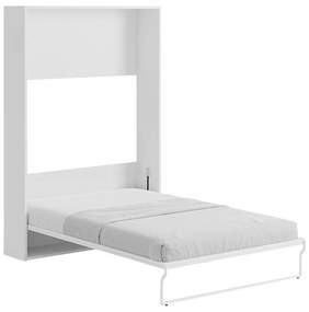 Łóżko chowane w szafie 140 x 200 cm - Manualne otwieranie pionowe - Biały - MALINA II