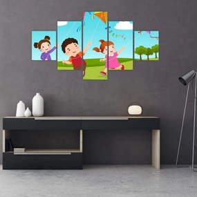 Obraz - Dzieci latają latawcem (125x70 cm)