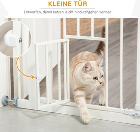 PawHut Barierka Zabezpieczająca Drzwi dla Psów z Ochraniaczem Ściany Biała 74-80x5x91,4cm | Aosom PL