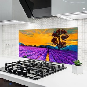 Szkło do Kuchni na Ścianę Rozległe Pole Pod Niebem