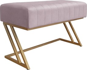 Ławka ZETA tkanina Welur loft ławka metal : Kolor Stelaża - Złoty, Kolor tkaniny - VELVET - MG55, Typ tkaniny - Velvet