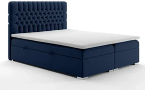Łóżko kontynentalne RUBID 180x200 granatowe velvet z pojemnikiem LAVERTO