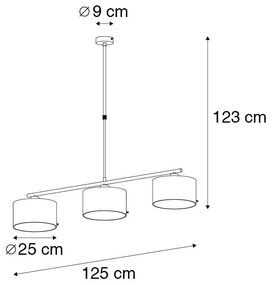 Nowoczesna lampa wisząca czarna ze złotem 125 cm 3-punktowa - VT 3 Nowoczesny Oswietlenie wewnetrzne