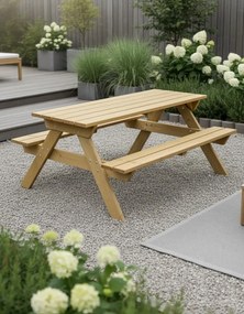 Drewniany stół ogrodowy z dwoma ławkami S0-S66