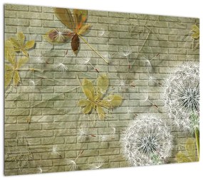 Obraz na szkle - Dmuchawce unoszone wiatrem (70x50 cm)