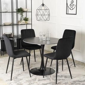 Stół Okrągły SANDER 90 cm Ceramiczny Czarny do Salonu Nowoczesny Glamour