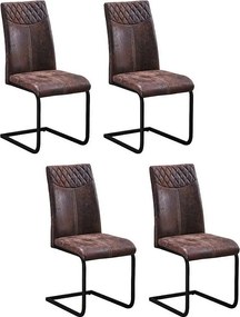 Zestaw 4 krzeseł do jadalni - tkanina i metal - szary - AMINTAS