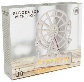 Świąteczne ruchome koło świecące Wioska, cm, 4x LED, drewno