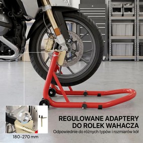 HOMCOM Stojak Motocyklowy Zestaw do Przedniego/Tylniego Koła Podnośnik Motocyklowy do 544 kg Stalowy Czerwony