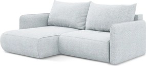 Narożnik lewostronny z funkcją spania - z tkaniny szenilowej - jasny niebieski - NANEA