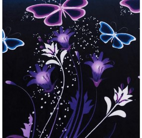 PrzytulneMieszkanie.pl Prześcieradło z mikropluszu VIOLET BUTTERFLY 200x200 cm ciemnoniebieskie