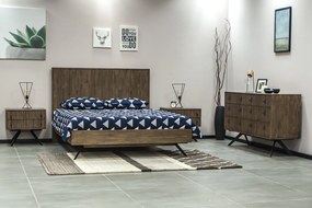 Loftowe łóżko drewniane z wysokim zagłówkiem Massa K01 180 cm