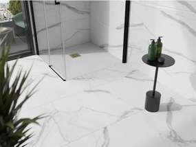 Mexen Stone+ brodzik kompozytowy kwadratowy 90 x 90 cm, biały, maskownica złota - 44109090-G
