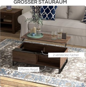 HOMCOM Stolik kawowy, stolik pomocniczy z regulowaną wysokością blatu, stolik do sofy ze stali