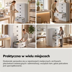 Szafa kartotekowa metalowa z 5 szufladami szara, 900x1620x600 mm: SARA XL V5