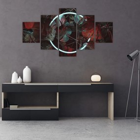 Obraz - Neonowe koło między palmami (125x70 cm)
