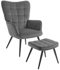 HOMCOM Fotel relaksacyjny z podnóżkiem Komfortowy zestaw do wypoczynku Ciemnoszary elegancki design | Aosom PL