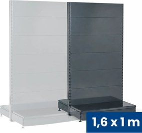 Regał sklepowy obustronny, pełne ścianki, 1600 x 1000 x 900 mm, dodatkowy, antracyt
