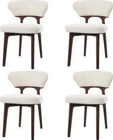 Zestaw 4 krzeseł - Konstrukcja z litego drewna - Pokrycie z weluru - Grube poduszki siedzeniowe i oparciowe - Jasnobeżowy