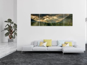 Obraz jeziora, przez które prześwieca słońce (170x50 cm)