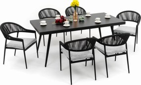 zestaw mebli ogrodowych BELIZE - szary ze stołem z blatem HPL - CARRARA BLACK