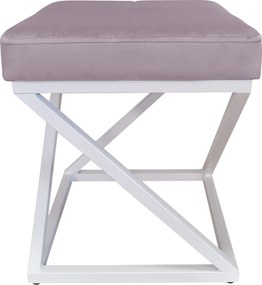 Pufa ZOA tkanina Welur loft ławka podnóżek metal : Kolor Stelaża - Biały, Kolor tkaniny - VELVET - MG55, Typ tkaniny - Velvet