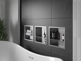 Mexen X-Wall-R półka wnękowa z kołnierzem i półką 30 x 30 cm, inox - 1910303010S