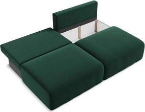 Ciemnozielona aksamitna rozkładana/ze schowkiem sofa 216 cm Kalena – Makamii