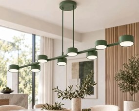 Megara 8 Olive Green – długa zielona lampa wisząca