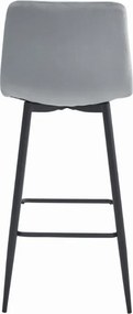 Jasnoszare krzesło barowe POZZA VELVET z czarnymi nogami