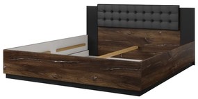 Łóżko SIGMA 180x200 dąb flagstaff srebrny/czarny mat z pojemnikiem HELVETIA