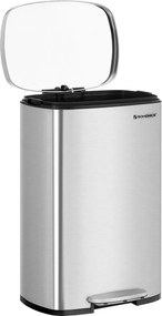 Kosz na śmieci TIDY z wolnym zamykaniem, 50 l, srebrny SongmicsHome