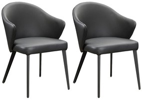 Zestaw 2 krzeseł z podłokietnikami ze skóry i stali – Czarny – MIBELLY marki Maison Céphy