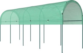 Outsunny Tunel foliowy zimowy z zakrzywionym dachem, kotwami, 400 x 120 x 170 cm, zielony | Aosom PL