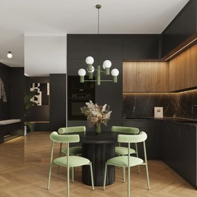 Żyrandol HALO 6 zielony oliwkowy ryflowany SOLLUX  LIGHTING