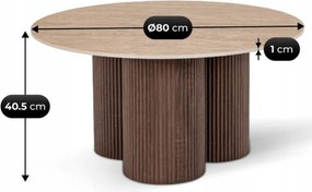 Stolik Kawowy CARTAGENA 80 cm Trawertyn/Orzech Nowoczesny
