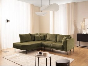 Zielony narożnik z tkaniny szenilowej (lewostronny/w kształcie litery L) Mauris – Ropez